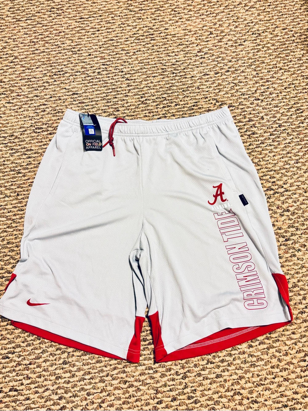 Nike Gray Men's Dry Fit Athletic Shorts with Red Accents Crimson Tide
